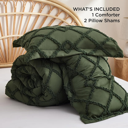Tufted Boho Comforter Set Queen Size