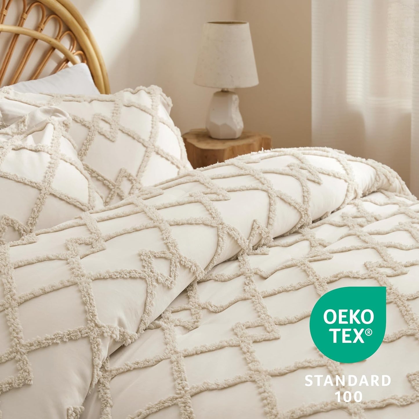 Tufted Boho Comforter Set Queen Size