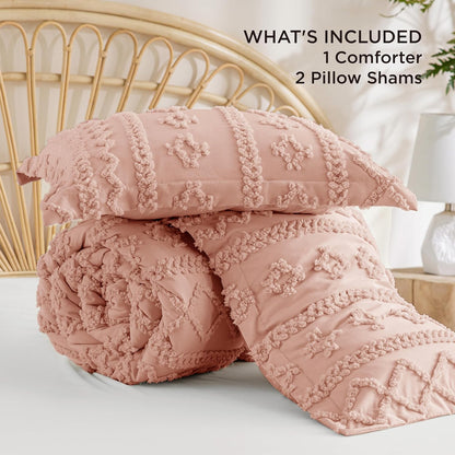 Tufted Boho Comforter Set Queen Size