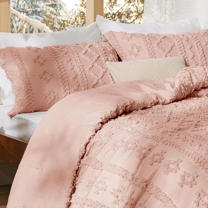 Tufted Boho Comforter Set Queen Size