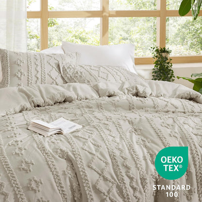 Tufted Boho Comforter Set Queen Size