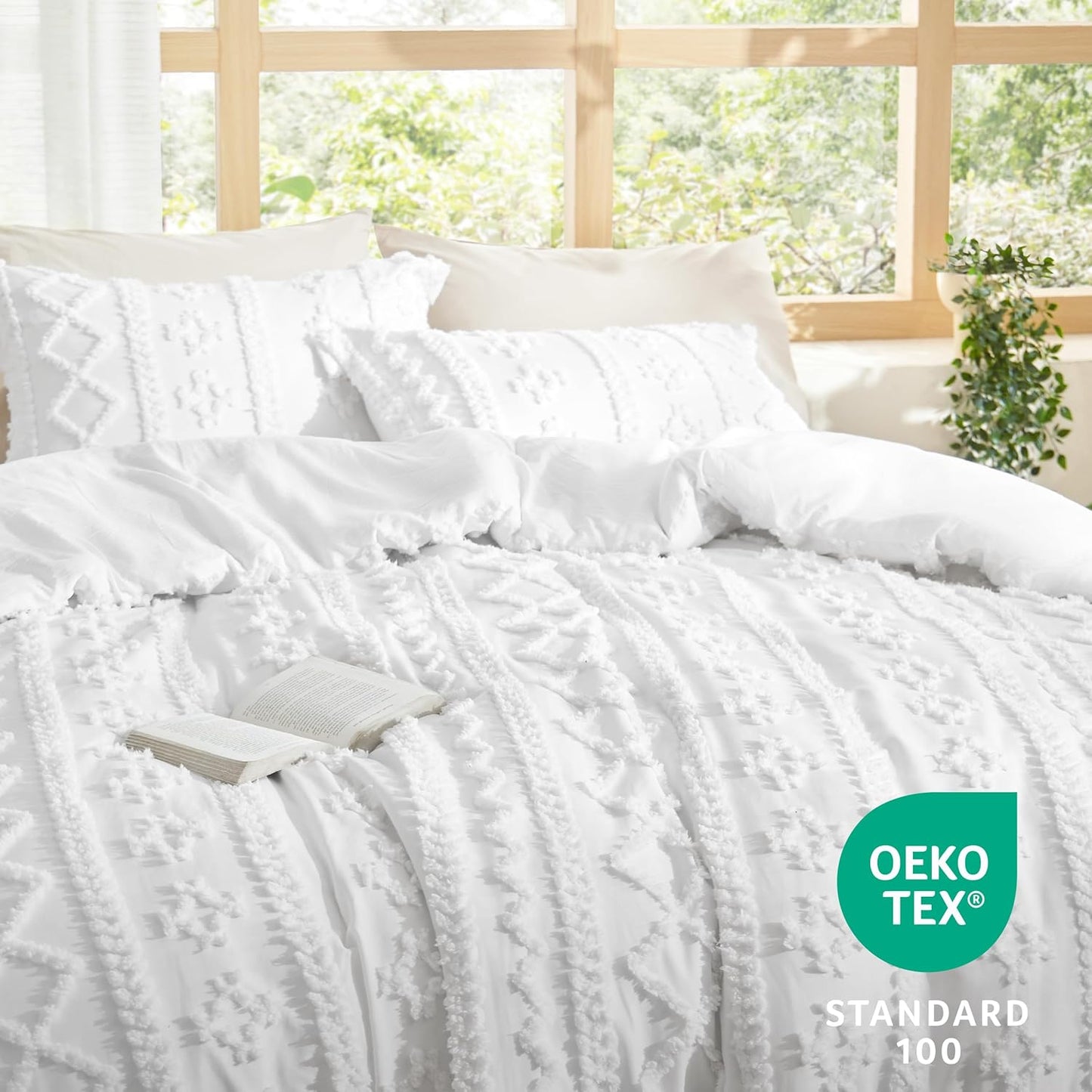 Tufted Boho Comforter Set Queen Size
