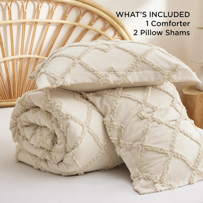 Tufted Boho Comforter Set Queen Size