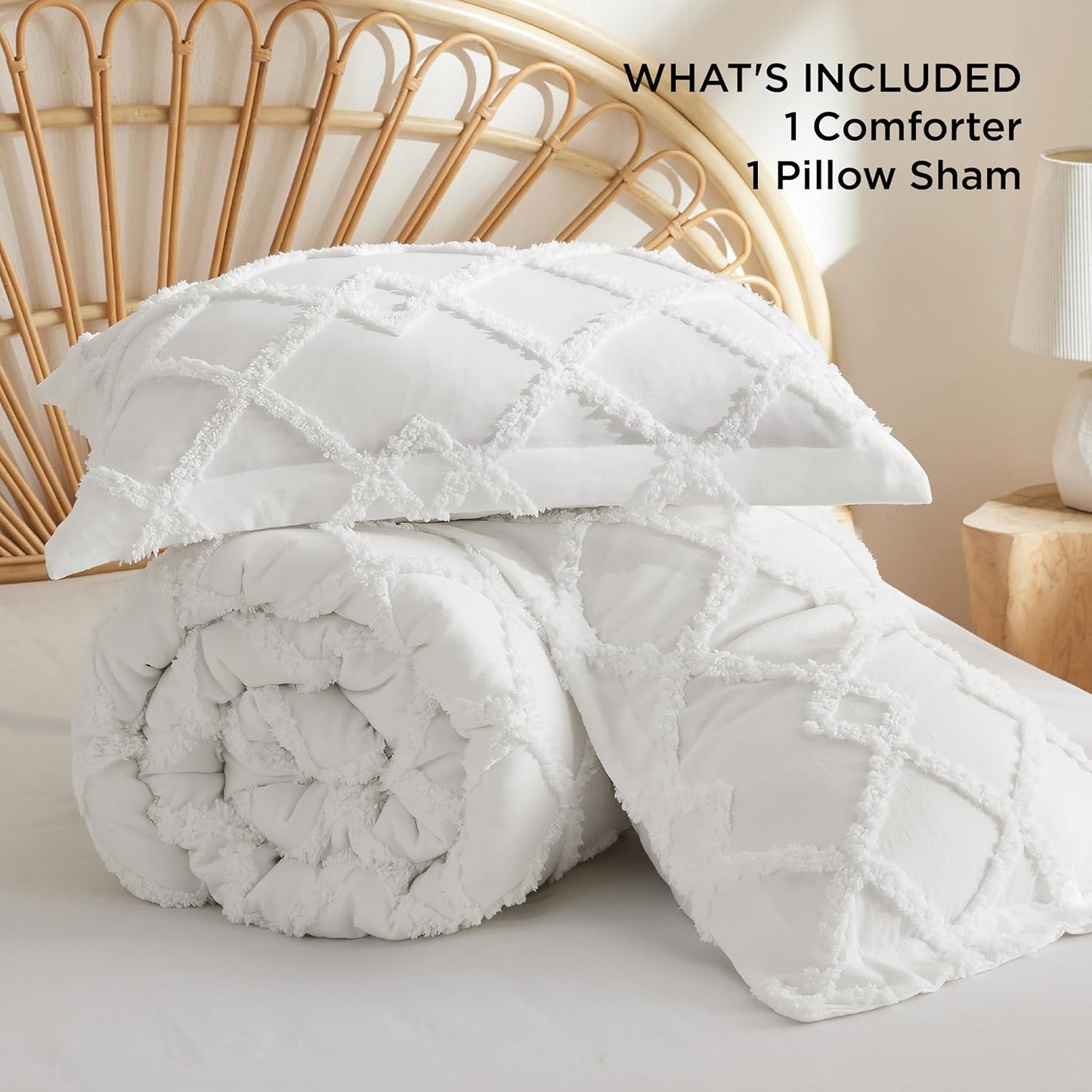 Tufted Boho Comforter Set Queen Size