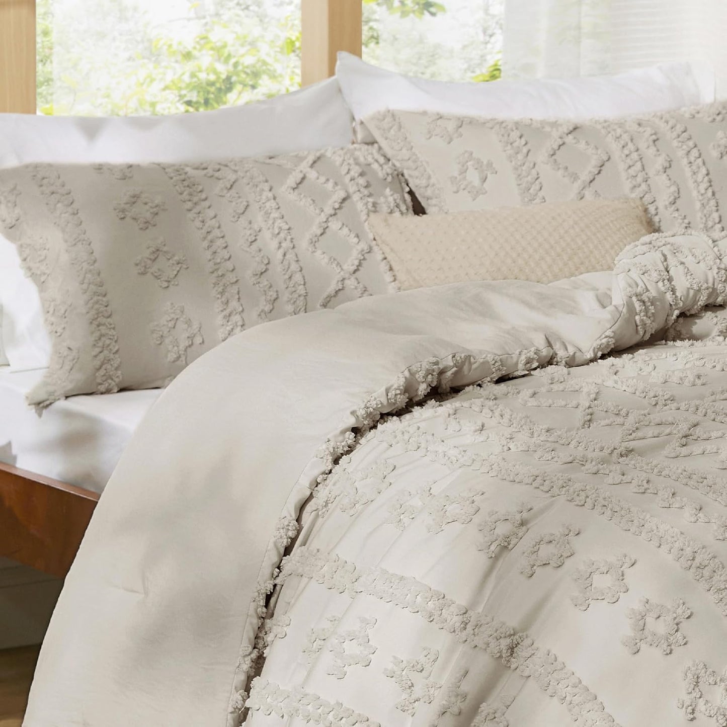 Tufted Boho Comforter Set Queen Size