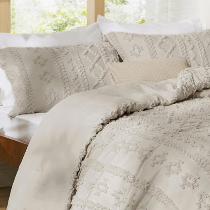 Tufted Boho Comforter Set Queen Size