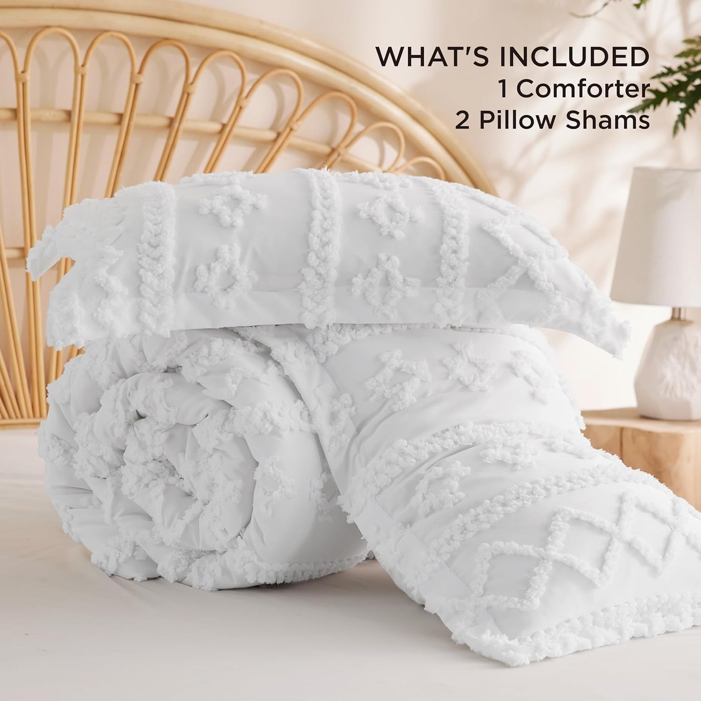 Tufted Boho Comforter Set Queen Size