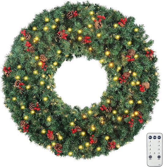Large Outdoor Christmas Wreath – Pre-lit