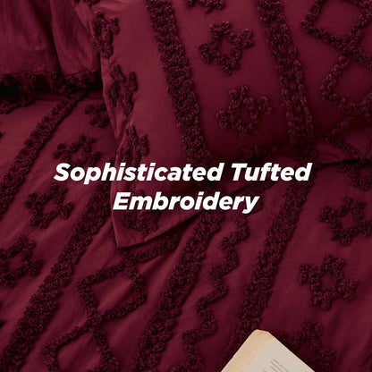 Tufted Boho Comforter Set Queen Size