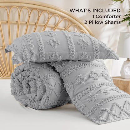 Tufted Boho Comforter Set Queen Size