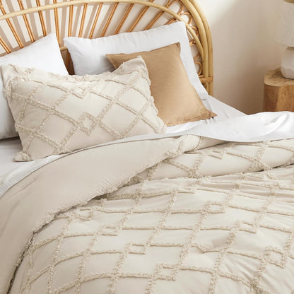Tufted Boho Comforter Set Queen Size