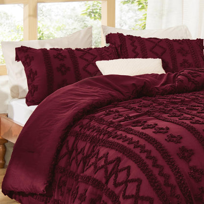 Tufted Boho Comforter Set Queen Size