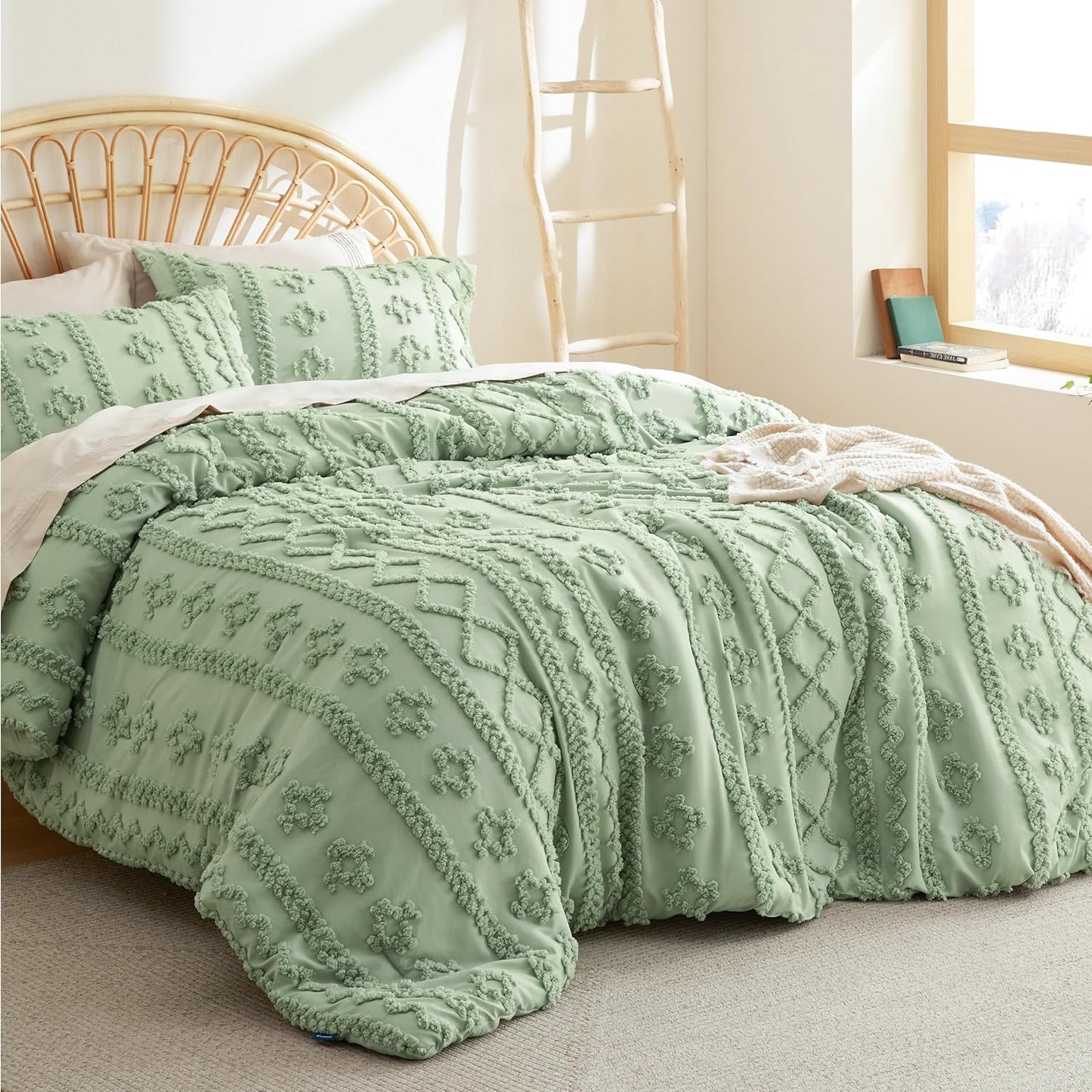 Tufted Boho Comforter Set Queen Size