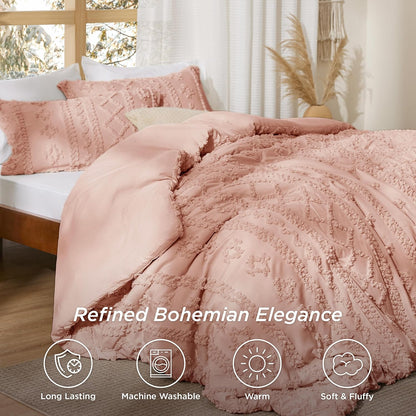 Tufted Boho Comforter Set Queen Size