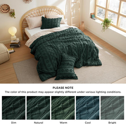 Tufted Boho Comforter Set Queen Size