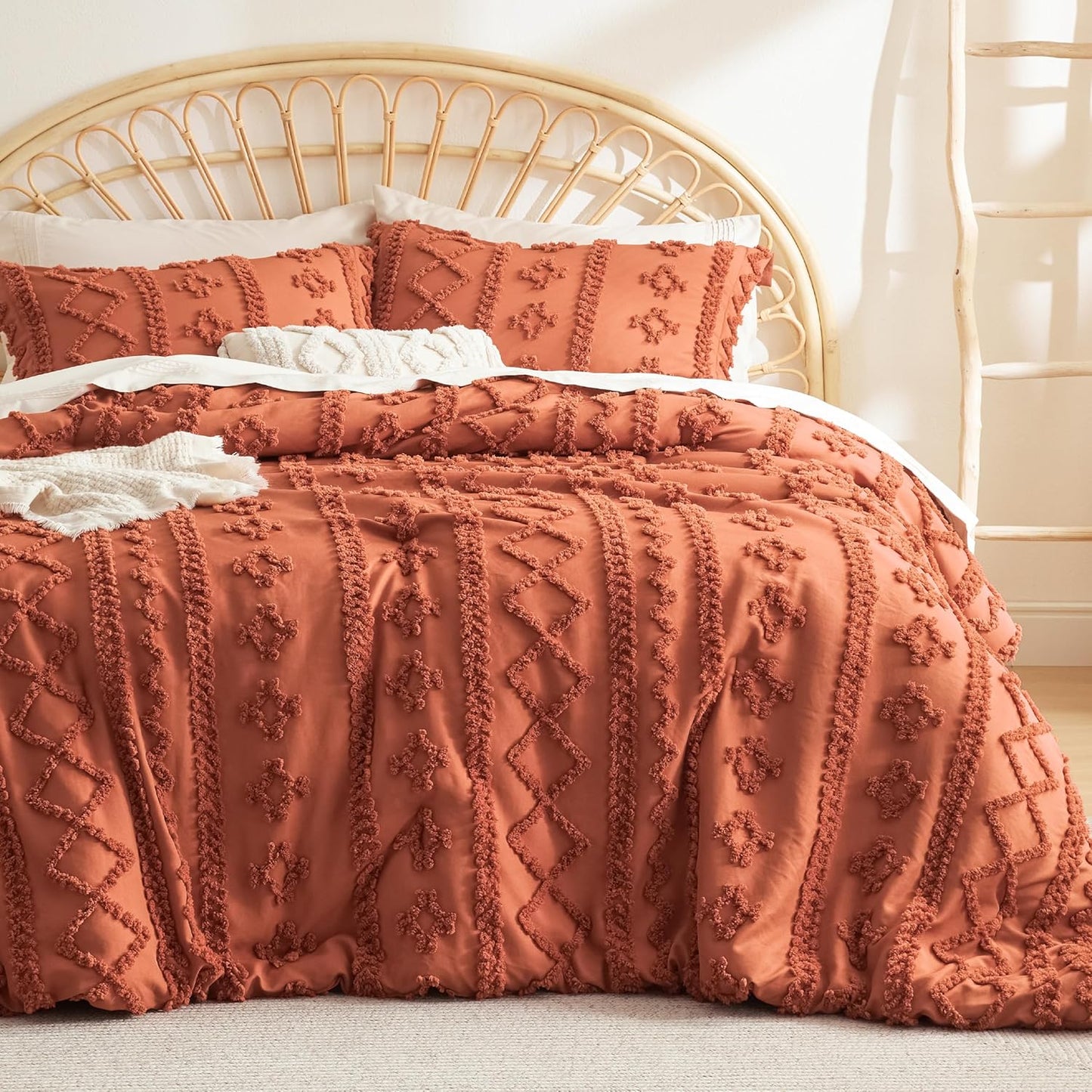 Tufted Boho Comforter Set Queen Size