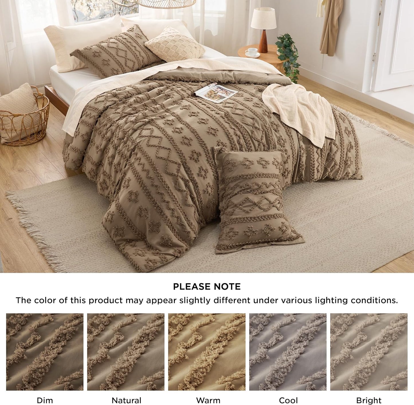 Tufted Boho Comforter Set Queen Size