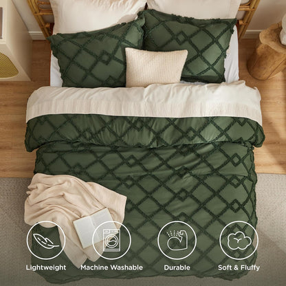Tufted Boho Comforter Set Queen Size