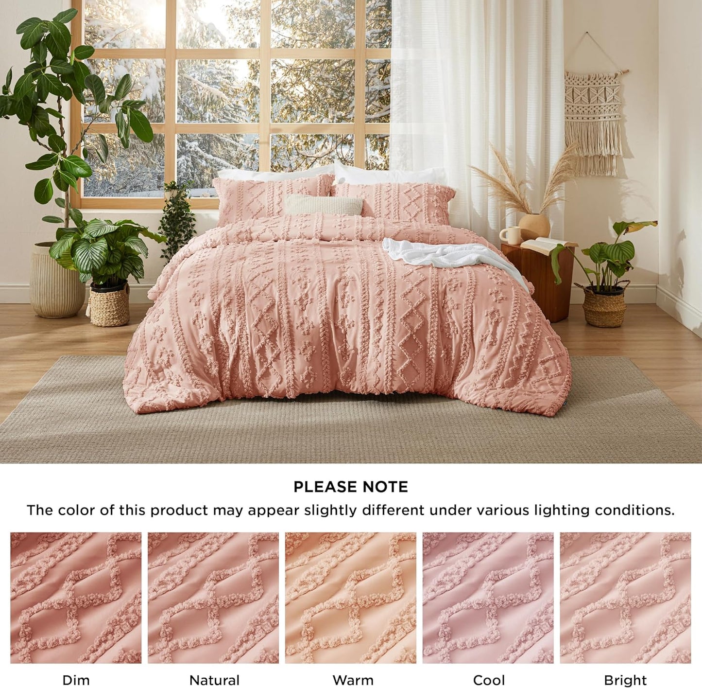 Tufted Boho Comforter Set Queen Size