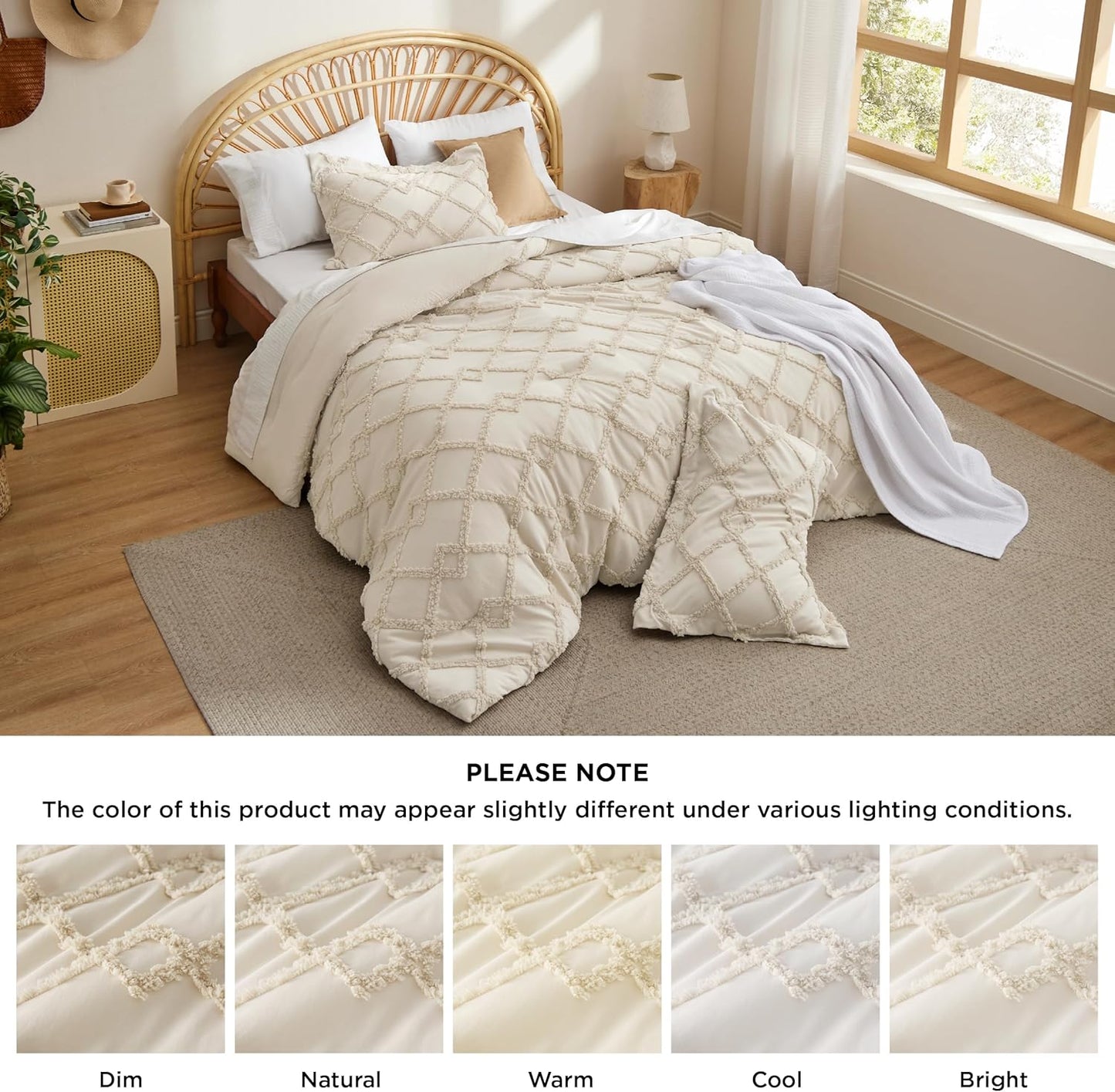 Tufted Boho Comforter Set Queen Size