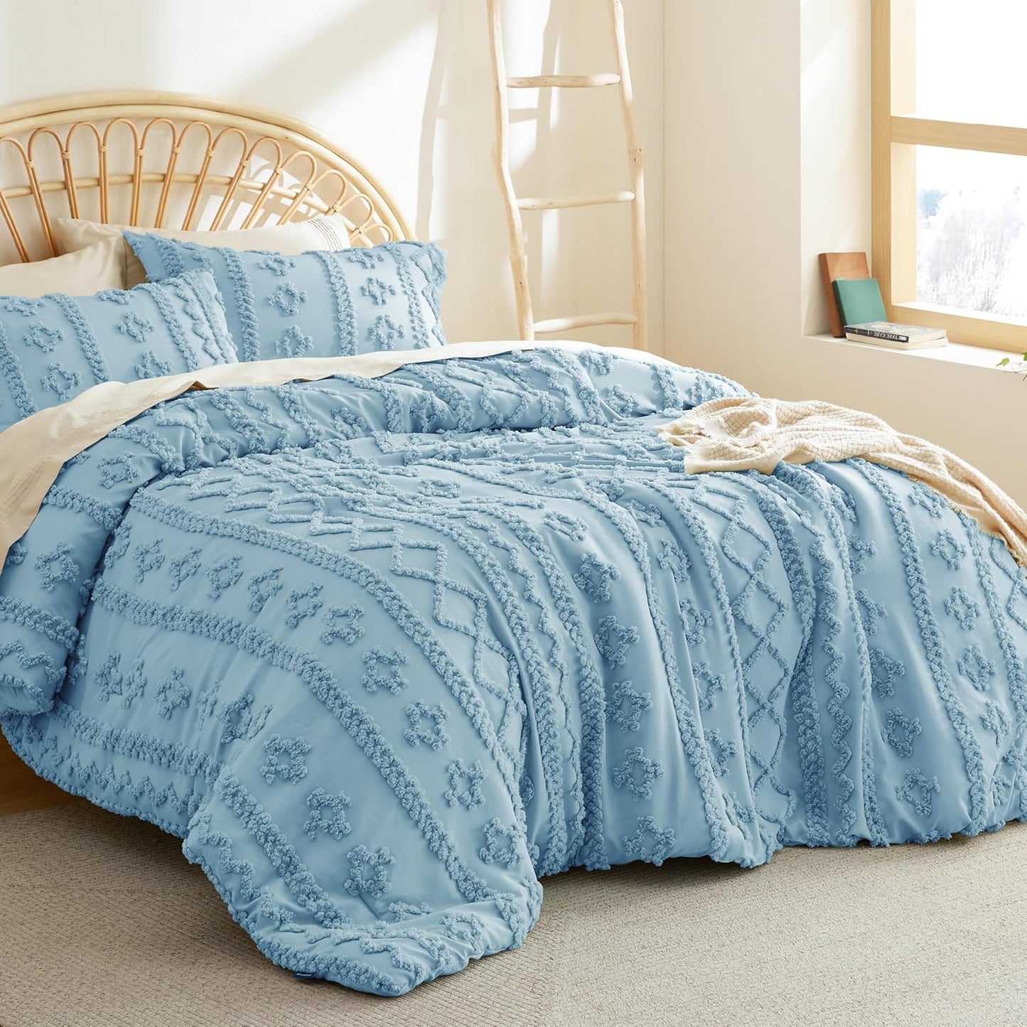 Tufted Boho Comforter Set Queen Size