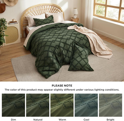 Tufted Boho Comforter Set Queen Size