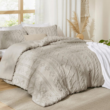 Tufted Boho Comforter Set Queen Size