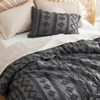Tufted Boho Comforter Set Queen Size