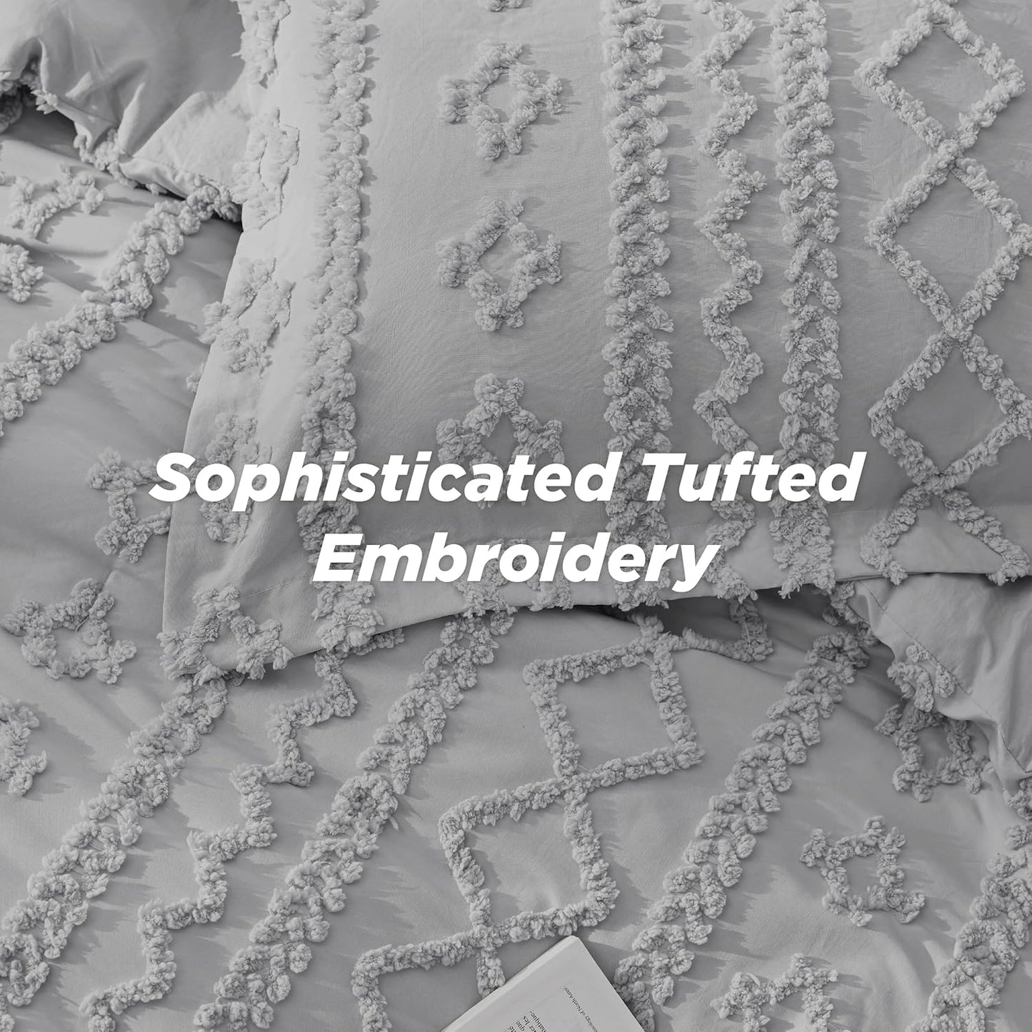 Tufted Boho Comforter Set Queen Size