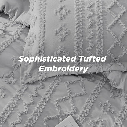 Tufted Boho Comforter Set Queen Size