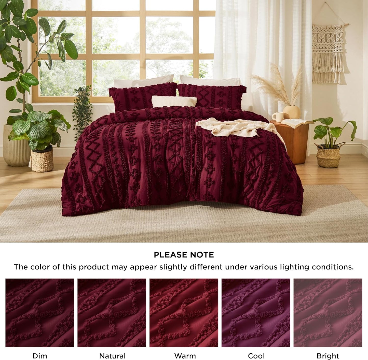 Tufted Boho Comforter Set Queen Size
