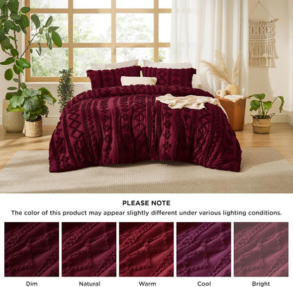 Tufted Boho Comforter Set Queen Size
