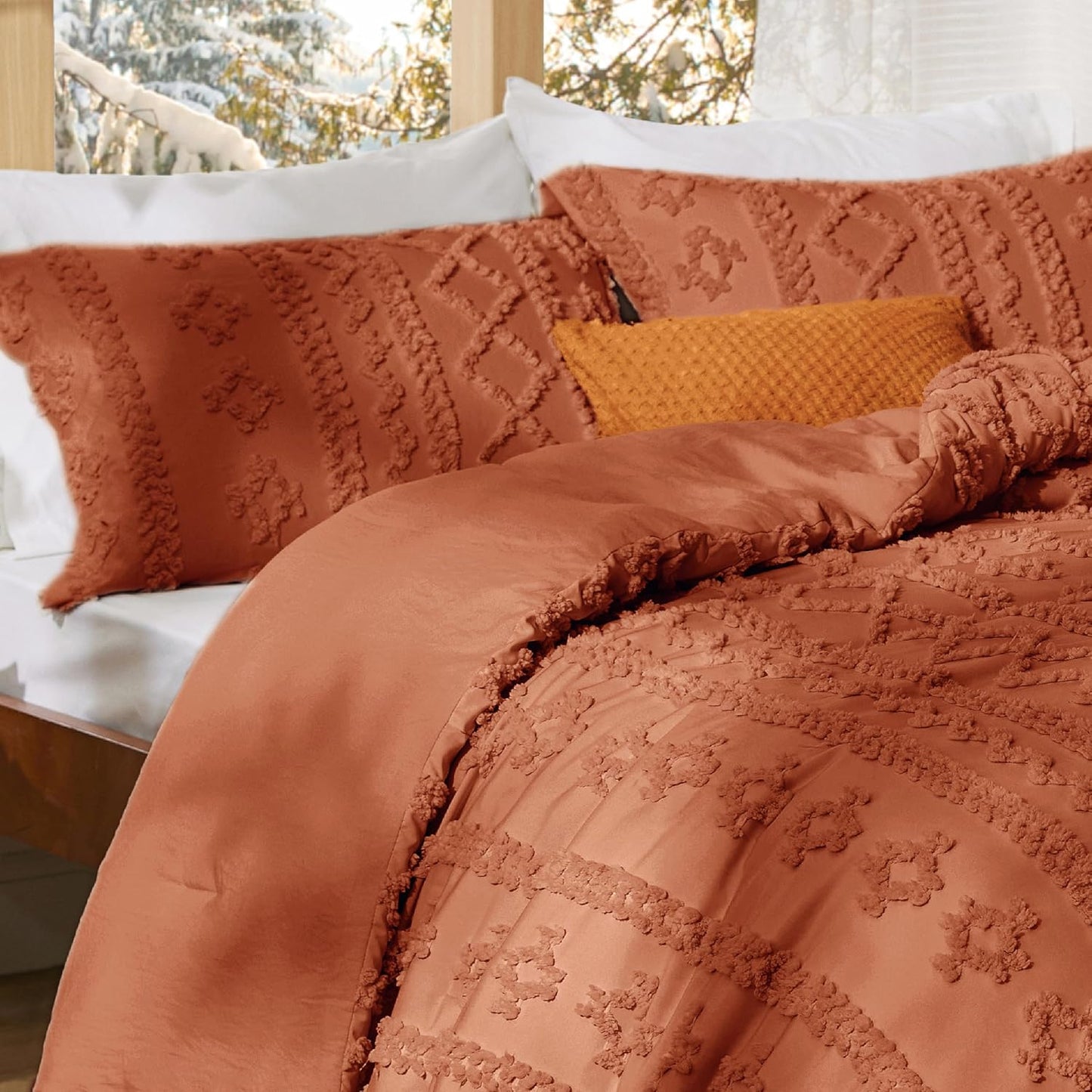 Tufted Boho Comforter Set Queen Size