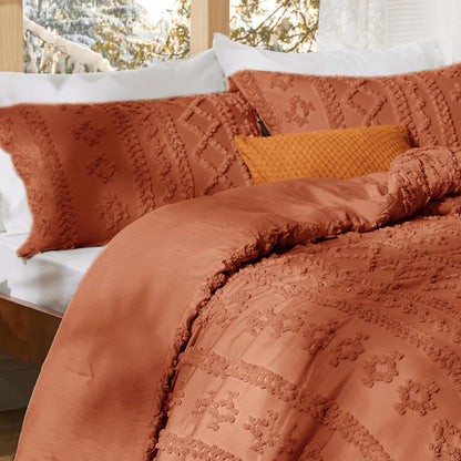 Tufted Boho Comforter Set Queen Size