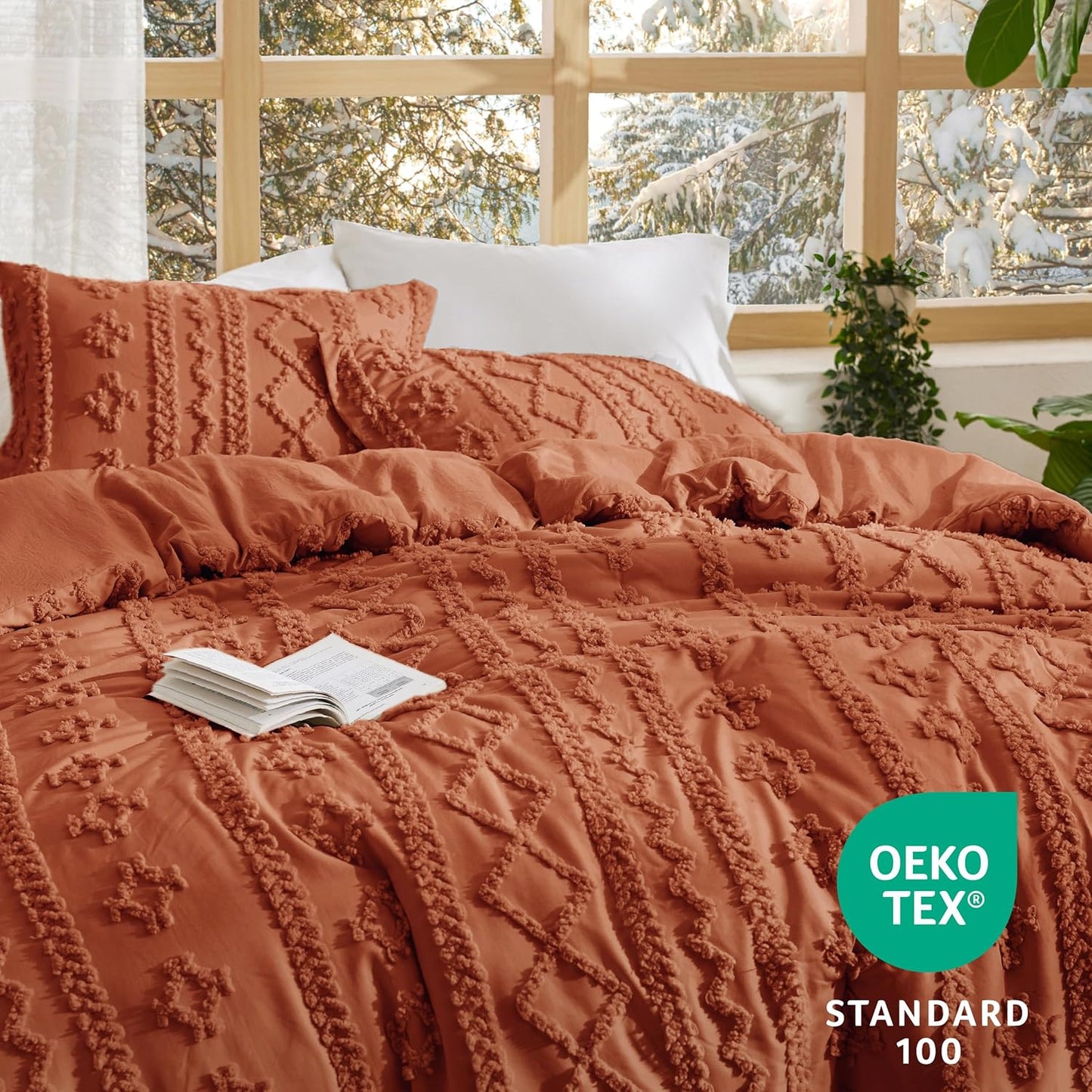 Tufted Boho Comforter Set Queen Size