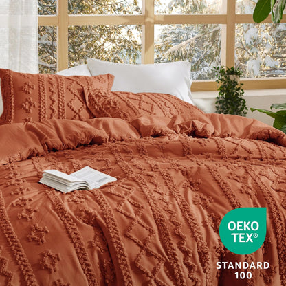 Tufted Boho Comforter Set Queen Size