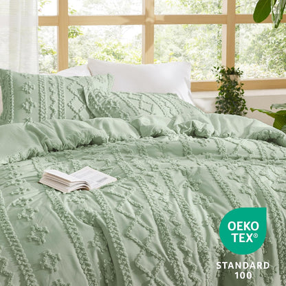 Tufted Boho Comforter Set Queen Size