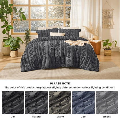 Tufted Boho Comforter Set Queen Size