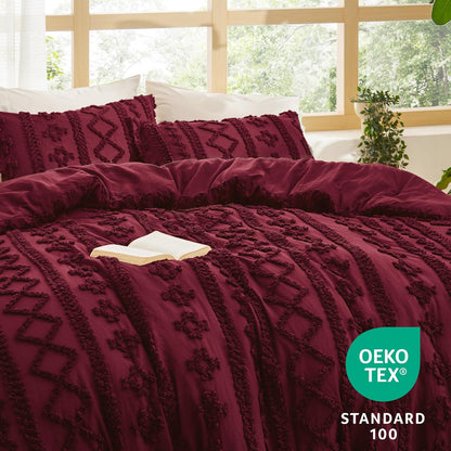 Tufted Boho Comforter Set Queen Size