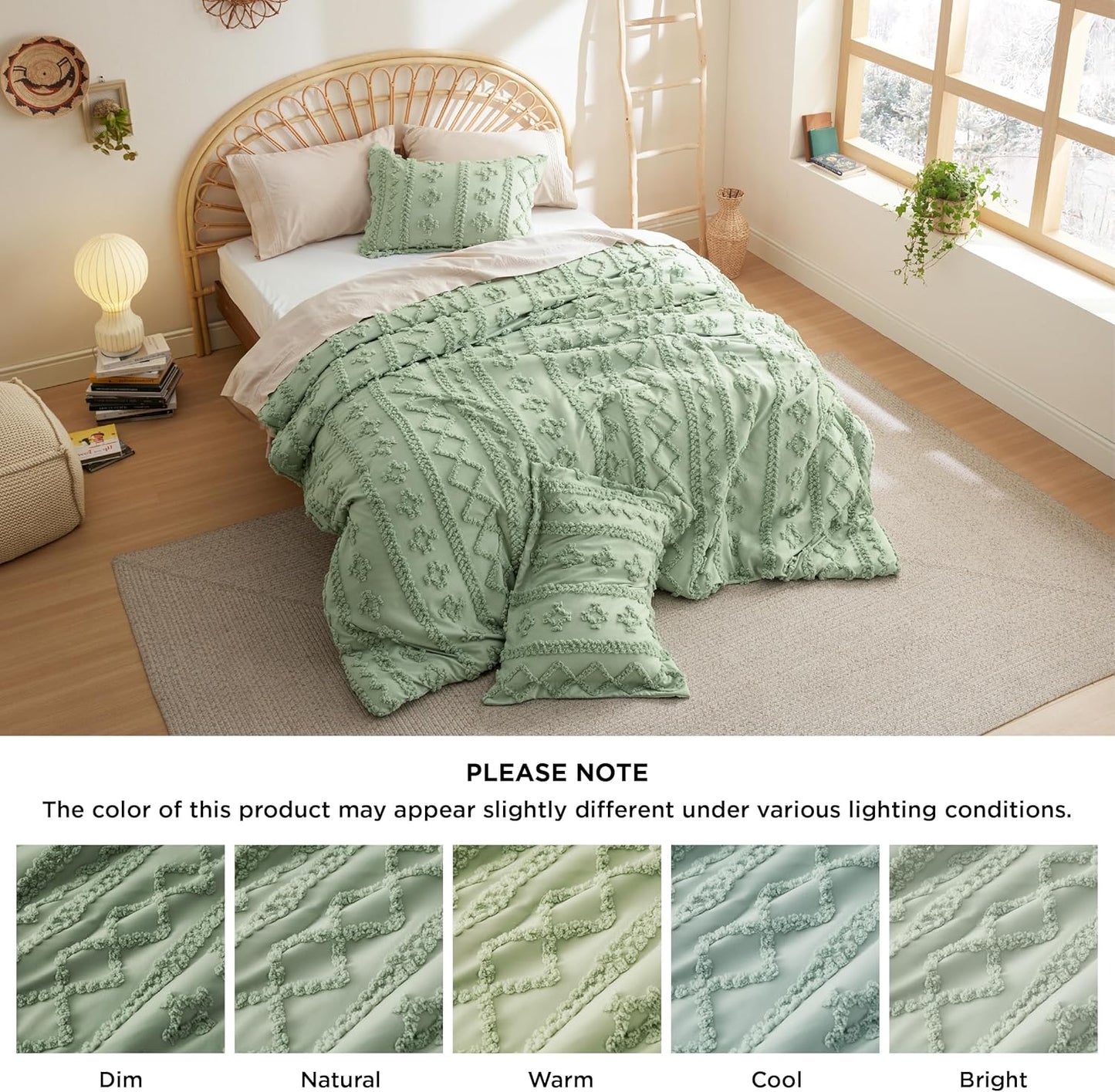 Tufted Boho Comforter Set Queen Size