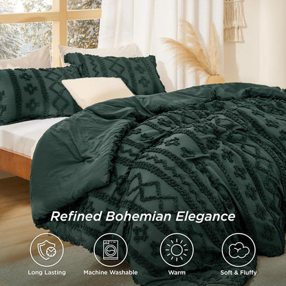 Tufted Boho Comforter Set Queen Size