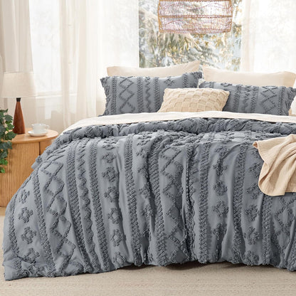 Tufted Boho Comforter Set Queen Size