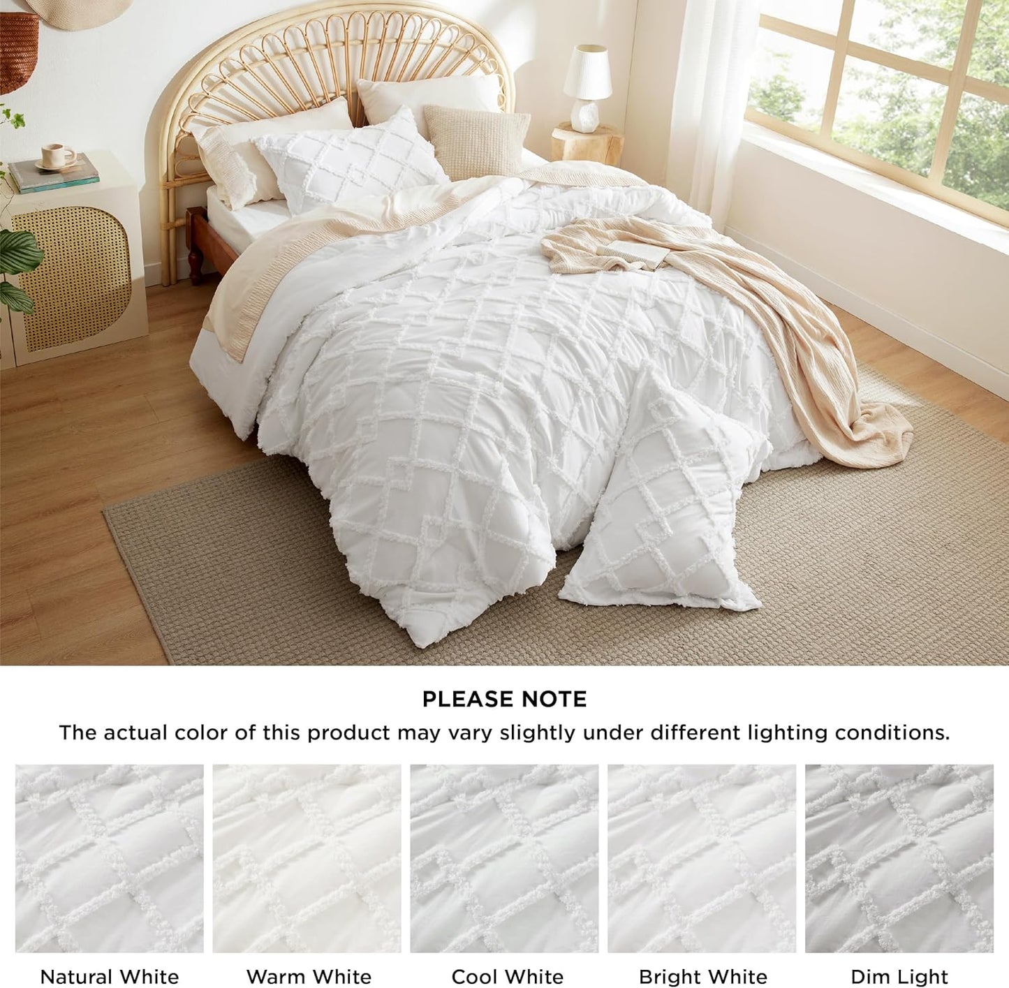 Tufted Boho Comforter Set Queen Size