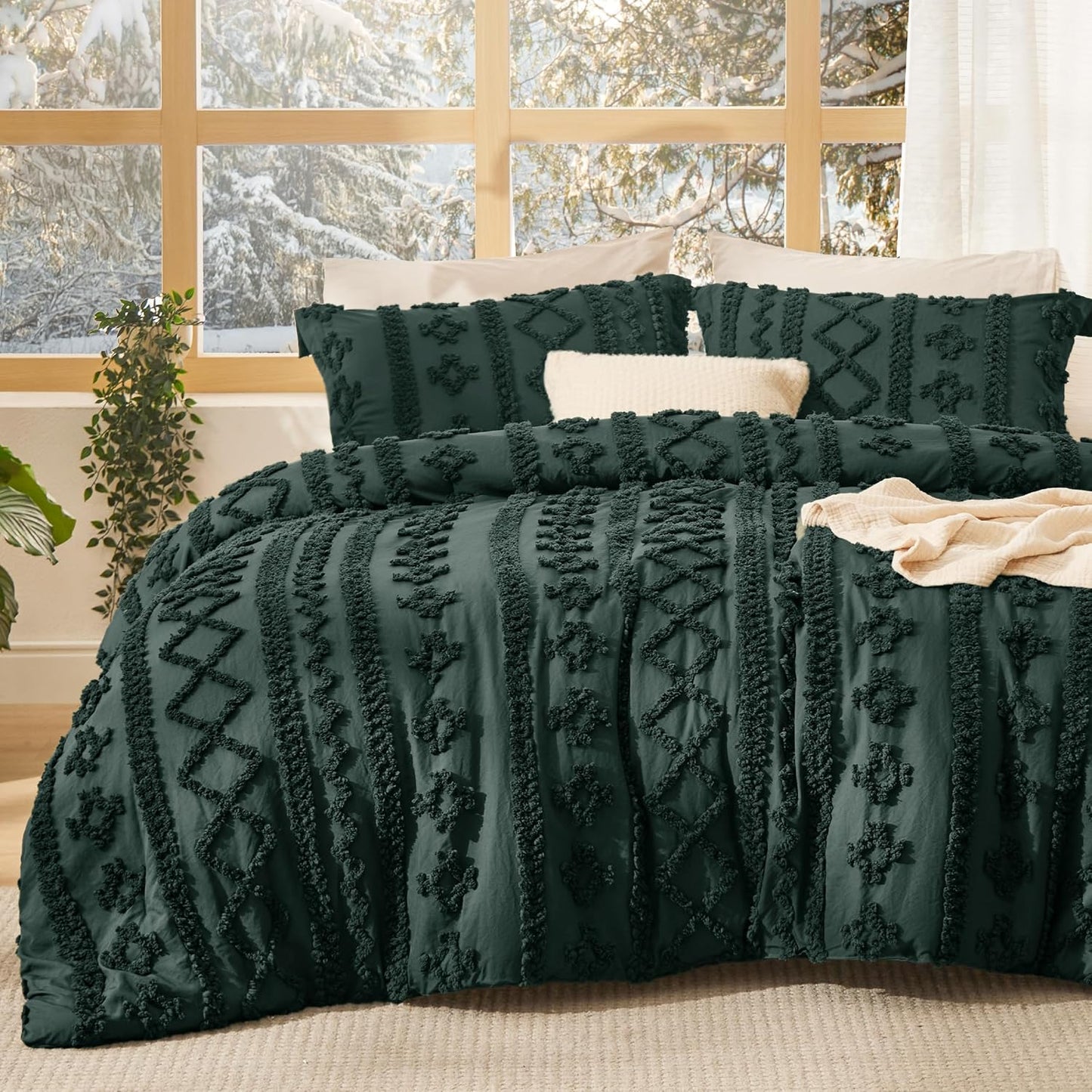 Tufted Boho Comforter Set Queen Size