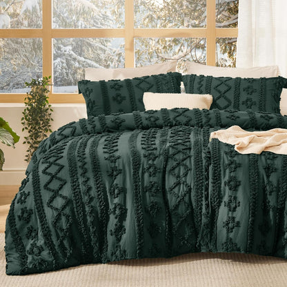 Tufted Boho Comforter Set Queen Size