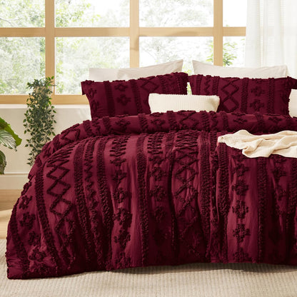 Tufted Boho Comforter Set Queen Size