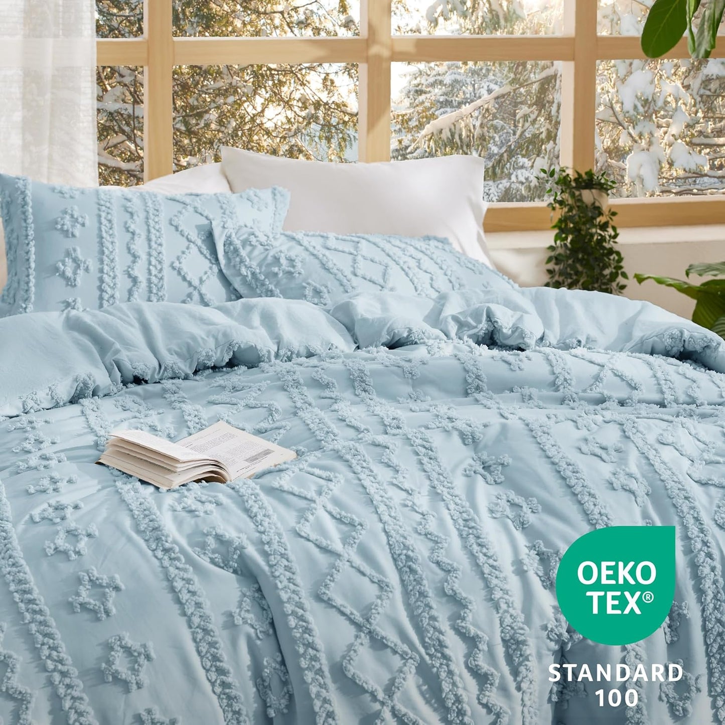 Tufted Boho Comforter Set Queen Size