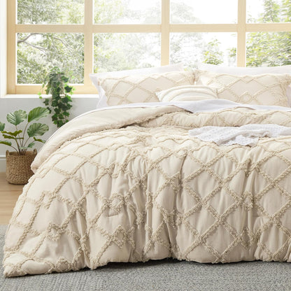 Tufted Boho Comforter Set Queen Size