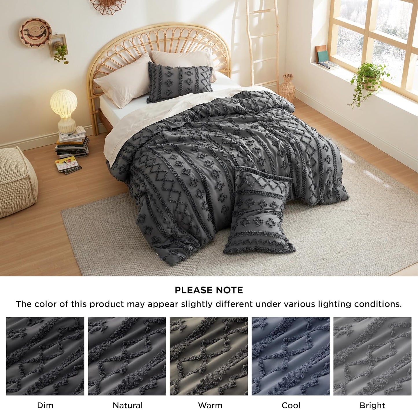 Tufted Boho Comforter Set Queen Size
