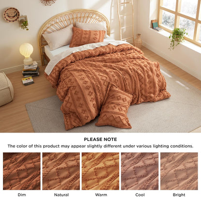 Tufted Boho Comforter Set Queen Size